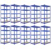 10 x Blue Racking Bay Unit 5 Tier Heavy Duty Steel Metal 280kg capacity Per Shelf Garage Shelves Storage Warehouse Shed Workshop Boltless Shelving 120cm x 45cm x 180cm Free Rubber Mallet