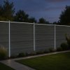 Composite Fence Panels, Angled Piece & LED Posts 6ft x 49ft - Grey
