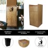 Wooden Litter Bin & Tray Stand Light Oak Finish Commercial Restaurant Food Hall Takeaway Cafe Waste Bin Enclosure Cabinet Swing Door Melamine MDF FREE 100L Rubbish Bin FREE Black Vinyl Stickers