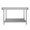 4FT Kitchen Work Bench Catering Table Commercial Stainless Steel Food Prep Surface Restaurant Storage Shelf 250kg Weight Capacity Adjustable Height 10cm Backsplash Upstand 2 x FREE Microfibre Cloths