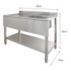 6ft Stainless Steel Catering Bench & 2 Wall Mounted Shelves Commercial Kitchen Work Prep Table Worktop Backsplash 2 Tier Adjustable Heavy Duty Corrosion Resistant FREE Microfibre Cloths & Fixing Kit
