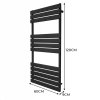 Vertical Towel Radiator Designer Flat Panel 1200mm x 600mm Bathroom Heated Rail Matt Black Central Heating Ladder Heater Wall Mounted Carbon Steel FREE Cleaning Brush Fixing Kit & Brackets