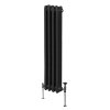 Traditional 3 Column Radiator 1500mm x 202mm Modern Central Heating Heater Matt Black Carbon Steel Vertical Wall Mounted Kitchen Living Room Bathroom Cleaning Brush Fixing Kit & Brackets