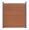 Composite Fence Panels, Angled Piece & LED Posts 6ft x 60ft - Brown