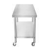 Catering Work Bench Table Stainless Steel Food Prep Kitchen Mobile 4 x Castor Wheels With 2 Brakes & 4 Adaptable Feet Adjustable Lower Shelf 3 Positions 160kg Load Capacity 60cm x 90cm x 86cm
