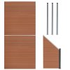 Composite Fence Panels, Angled Piece & LED Posts 6ft x 14.5ft - Brown