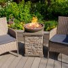 Gas Fire Pit Stone Home Outdoor Garden Patio Heater Burner Adjustable Flame Magnesium Oxide Furniture Smokeless Square Bowl Integrated Ignition Propane Lava Rocks Gas Regulator Hose Waterproof Cover