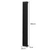 Traditional 2 Column Radiator 1800mm x 202mm Modern Central Heating Heater Matt Black Carbon Steel Vertical Wall Mounted Kitchen Living Room Bathroom Cleaning Brush Fixing Kit & Brackets