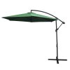3m Cantilever Garden Parasol Banana Hanging Umbrella Winding Crank Shade Patio Outdoor Sun Shade Tilt UV Protection | Green