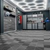 Vented Modular Interlocking Flooring Tiles x 120 Grey With Edges & Hexagon LED Lighting 14 White Lights & Border 6500K 3 Mount Options & Suspended Ceiling Kit Single Garage Floor Mat 3.2m x 6m 19.2m2