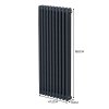 Traditional 3 Column Radiator 1800mm x 472mm Modern Central Heating Heater Matt Anthracite Grey Carbon Steel Vertical Wall Mounted Kitchen Living Room Bathroom Cleaning Brush Fixing Kit & Brackets
