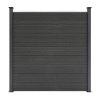 Composite Fence Panels, Angled Piece & LED Posts 6ft x 54.5ft - Grey