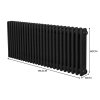 Traditional 3 Column Radiator 600mm x 1192mm Modern Central Heating Heater Matt Black Carbon Steel Horizontal Wall Mounted Kitchen Living Room Bathroom Cleaning Brush Fixing Kit & Brackets