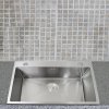 Kitchen Sink Stainless Steel Square Brushed Premium Handmade Satin Finish Commercial Single Bowl With Strainer Plug & Waste Pipe Set