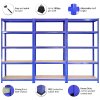 T-Rax Garage Shelving Unit - 5 Tier Heavy Duty Rack for Storage Steel Utility Shelves | Metal & MDF Boltless Racking Assembly System | 180cm x 90cm x 45cm | 280KG Per Shelf, Blue