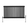 Traditional 2 Column Radiator 600mm x 1012mm Modern Central Heating Heater Matt Black Carbon Steel Horizontal Wall Mounted Kitchen Living Room Bathroom FREE Cleaning Brush Fixing Kit & Brackets