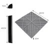 Vented Modular Interlocking Flooring Tiles 120 Grey & 120 Blue With Edges & Hexagon LED Lighting 28 White Lights & Border 6500K 3 Mount Options & Suspended Ceiling Kit Single Garage Floor Mat 6m x 6m