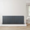 Oval Single Column Radiator & Valves - 600mm x 1620mm - Anthracite Grey