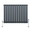 Oval Single Column Radiator & Valves - 600mm x 780mm - Anthracite Grey