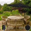 Black LED Cantilever Parasol 3m Banana Hanging Umbrella Garden Sun Shade Canopy Patio Outdoor 360 Rotation Tilt UV Protection Winding Crank 24 Solar Powered Cool White LED Lights Waterproof Rain Cover