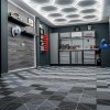 Vented Modular Interlocking Flooring Tiles 120 Black & 120 Grey With Edges & Hexagon LED Lighting 28 White Lights & Border 6500K 3 Mount Options & Suspended Ceiling Kit Single Garage Floor Mat 6m x 6m