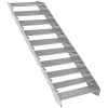 Metal Staircase 10 Section Adjustable Height 90cm / 900mm Wide Galvanised Steel Silver 10 Steps Weatherproof Grate Step Outdoor Garden Patio Modular Stairs 5mm Rod Thickness FREE Fixing Kit