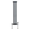 Traditional 2 Column Radiator 1500mm x 202mm Modern Central Heating Heater Matt Anthracite Grey Carbon Steel Vertical Wall Mounted Kitchen Living Room Bathroom Cleaning Brush Fixing Kit & Brackets