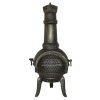 Chiminea Outdoor Patio Heater Garden Log Fire Pit Burner Wood Cast Iron Chimney Chimenea BBQ Frost Proof Spark Guard Rain Cover Poker Barbeque Toasting Rack | Bronze Effect | 110cm Tall