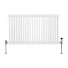 Traditional 2 Column Radiator 600mm x 1012mm Modern Central Heating Heater Gloss White Carbon Steel Horizontal Wall Mounted Kitchen Living Room Bathroom FREE Cleaning Brush Fixing Kit & Brackets