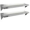 KuKoo Commercial Catering Corrosion Resistant x 2 Stainless Steel Kitchen Wall Shelf & Free Microfiber Cloths 1500mm x 300mm