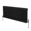 Traditional 3 Column Radiator 600mm x 1192mm Modern Central Heating Heater Matt Black Carbon Steel Horizontal Wall Mounted Kitchen Living Room Bathroom Cleaning Brush Fixing Kit & Brackets