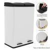 Recycling Pedal Bin Double Compartments Large 60L Rubbish Capacity Heavy-duty Metal Dustbin In White Kitchen Waste Garbage Dual Trash Can Eco