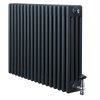Traditional 4 Column Radiator & Valves - 600 x 785mm - Anthracite Grey