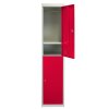 MonsterShop 2 Door Metal Storage Lockers, Flatpack Red & Grey Steel Lockable Unit, Staff Gym School Changing