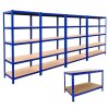 4 Bay 180cm x 90cm x 45cm Blue 5 tier (280KG Per Shelf) 1400KG Capacity | With 1 x Workbench | Garage Shed Storage Metal Shelving Units