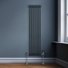 Traditional 2 Column Radiator 1500mm x 292mm Modern Central Heating Heater Matt Anthracite Grey Carbon Steel Vertical Wall Mounted Kitchen Living Room Bathroom Cleaning Brush Fixing Kit & Brackets