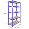 1 x Corner Garage Racking Unit & 4 x Single Racking Storage Units / 5 T-Rax Blue Steel & MDF Shelves / 6925kg capacity / 265kg per shelf / Free Rubber Mallet