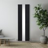 Flat Panel Radiator With Mirror 1800mm x 565mm & TRV Chrome Valves Designer Double Column Vertical Black Carbon Steel Wall Mounted Kitchen Living Room Cleaning Brush Fixing Kit & Brackets
