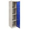 MonsterShop Metal Lockers 4 Door Storage, Flatpack Blue & Grey Metal Lockable Unit, School Staff Gym Changing