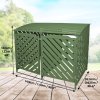 Double Sage Green Wheelie Bin Storage Shed Garden Latched Lockable Outdoor Dustbin Cover Store Unit Chain Lid
