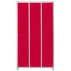 MonsterShop 3 Door Wide Steel Storage Lockers, Red & Grey Metal Lockable Unit, School Staff Gym Changing