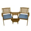 Wooden Companion Love Seat Garden Chairs 2 Tier Table Parasol Hole Corner Bench Bistro Set Twin 2 Seater Jack & Jill Outdoor Patio Furniture 320kg Total Capacity Solid Acacia Hardwood 2 FREE Cushions