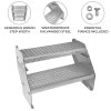 Metal Staircase 2 Section Adjustable Height 60cm / 600mm Wide Galvanised Steel Silver 2 Steps Weatherproof Grate Step Outdoor Garden Patio Modular Stairs 5mm Rod Thickness FREE Fixing Kit