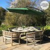 3m Cantilever Garden Parasol Banana Hanging Umbrella Winding Crank Shade Patio Outdoor Sun Shade Tilt UV Protection | Green