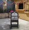 Outdoor Pizza Oven Portable Charcoal BBQ Smoker Pizza Maker Cooker Chimney Vent Temperature Gauge Storage Shelf & Union Jack Bunting 25 Triangle Flags 10m Double Sided FREE Pizza Peel, Stone & Cutter