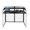 DJ Disco Booth Deck Stand Professional Mixer Equipment Shelf Table Foldable Lightweight Mobile Portable Screen Metal Frame Mesh Panels Cable Hole Black & White Covers With Secure Hooks Carry Bag