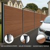 Composite Fence Panels, Angled Piece & LED Posts 6ft x 60ft - Brown