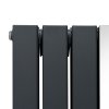 Flat Panel Radiator With Mirror 1800mm x 565mm & TRV Chrome Valves Designer Double Column Vertical Anthracite Grey Carbon Steel Wall Mounted Kitchen Living Room Cleaning Brush Fixing Kit & Brackets
