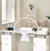 Professional Manicure Table & LED Half Moon Lamp 29.5In Nail Beauty Salon Dust Collector Removable Cushion Wheels Pull Out Drawers 1 Cupboard 2 Shelves 3 Colour Dimmable Temperature Light Phone Holder