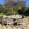 3m Cantilever Garden Parasol Banana Hanging Umbrella Winding Crank Shade Patio Outdoor Sun Shade Tilt UV Protection | Beige Fan Base